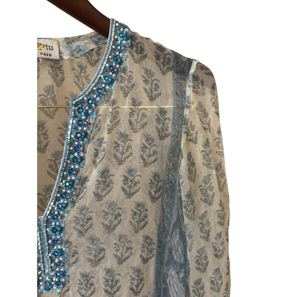 Bella Tu Embellished Sheer Chiffon Tunic Top Size XS - Picture 4 of 5